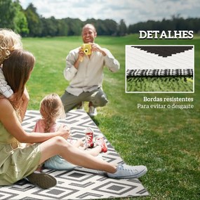 Tapete de Exterior 182x274 cm Tapete Reversível com Padrão Geométrico