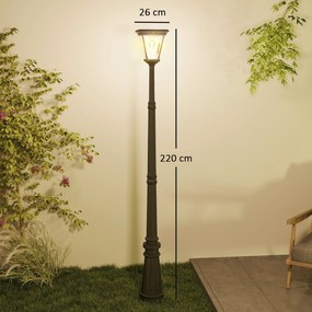 Candeeiro Solar de Jardim com Luzes LED Acendimento e Apagamento Automático Sensor de Movimento 26x24x220 cm Preto