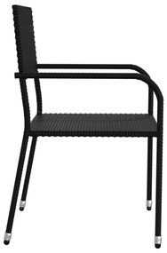 5 pcs conjunto de jantar para jardim vime PE e aço preto