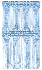 Cortina em macramé 140x240 cm algodão azul