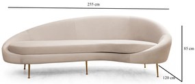 Sofá de 3 Lugares Eses – Bege – 255x120x85 cm