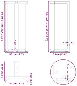 Pés de mesa de bar em forma de T, 2 peças, preto, 40x35x(90-91) cm, aç