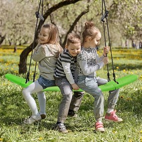 Baloiço de árvore com ângulos suaves, altura ajustável e estrutura metálica para adultos e crianças Verde