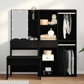 vidaXL Conjunto de Mesa de Vestir 2 pcs Preto 140 x 40 x 140 cm