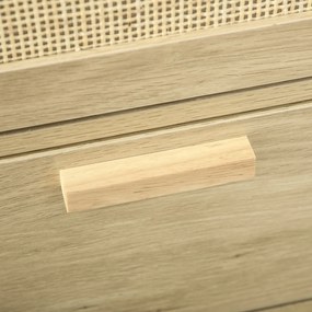 HOMCOM Cómoda com 3 Gavetas de Vime Cómoda de Madeira para Dormitório Sala de Estar Estilo Boêmio 60x38x69 cm Madeira