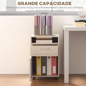 Bloco de Gavetas com Rodas Gaveta Compartimento Porta Arquivador Móvel para Escritório 40x35x60 cm Carvalho