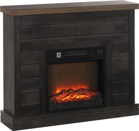 HOMCOM Lareira Elétrica 1800W Lareira Decorativa com Efeito de Chama Realista Temporizador para Ambientes de 30 m² 96,5x22x81,7 cm Marrom Acinzentado | Aosom Portugal