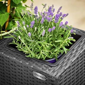 Pote com 4 vaso de flores em polyrattan 95 x 27 x 60 cm Preto