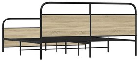 Estrutura de cama sem colchão 193x203cm metal carvalho sonoma