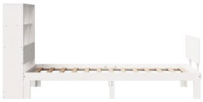 Cama com estante sem colchão 90x200 cm pinho maciço branco