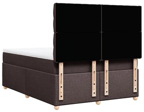 Cama com molas/colchão 160x200 cm tecido castanho-escuro