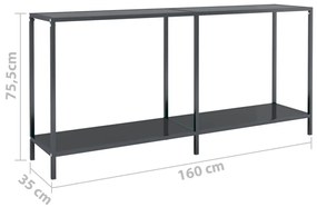 Mesa consola preto 160x35x75,5 cm vidro temperado