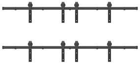 Kit de ferragens para porta deslizante 366 cm aço preto