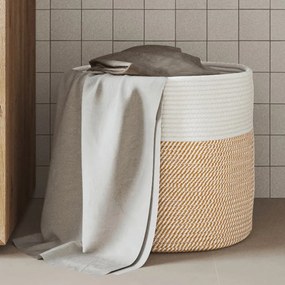 vidaXL Cesto de arrumação Ø40x35 cm algodão castanho e branco