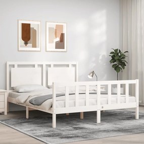 Cama sem colchão 160x200 cm madeira de pinho maciça branco