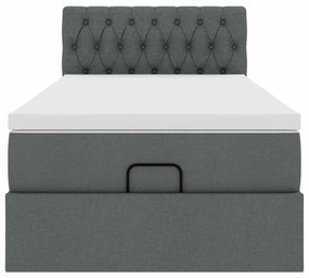 Cama otomana com colchão 90x200 cm tecido cinzento escuro