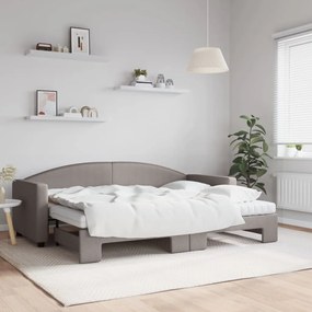 Sofá-cama c/ gavetão/colchões 80x200cm tecido cinza-acastanhado