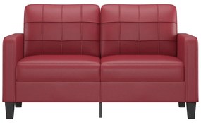 Sofá de 2 lugares 140 cm couro artificial vermelho tinto