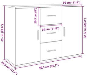 Aparador 90,5x29,5x65 cm derivados de madeira cinzento sonoma