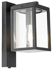 Lanterna de parede exterior preta IP44 com sensor crepuscular - Charlois Industrial