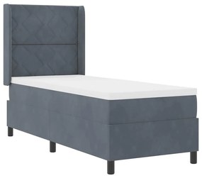Cama Box com Colchão e LED vidaXL Cinza Escuro 80x200 cm Veludo