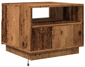 Mesa de centro com luzes LED 50x49x40 cm madeira velha