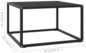 Mesa de centro 60x60x35 cm vidro preto