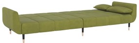 Sofá-cama 2 lugares com duas almofadas veludo verde-claro