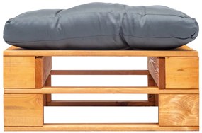 Otomano paletes c/ almofadão cinzento madeira castanho mel