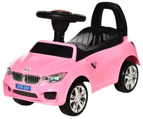 HOMCOM Carro Andador para Crianças de 18-36 Meses com Faróis Música Buzina Volante Compartimento de Armazenamento 63,5x28x36 Rosa | Aosom Portugal