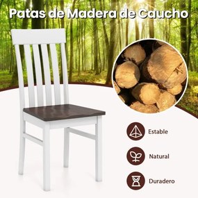 Conjunto de 2 cadeiras de jantar (MESA NÃO INCLUIDA) com encosto de ripas e assento em madeira de borracha Suporte de 150 kg para cozinha, sala de est