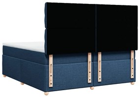 Cama com molas/colchão 200x200 cm tecido azul