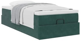 Estrutura de cama otomana colchão 90x200 cm veludo verde escuro