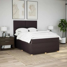 Cama com molas/colchão 160x200 cm tecido castanho-escuro