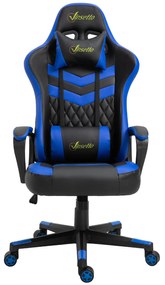 Cadeira ergonômica gaming de escritório Altura ajustável Reclinável Rotativo azul
