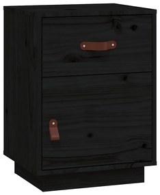 Mesas de cabeceira 2 pcs 40x34x55 cm pinho maciço preto