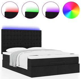 Estrutura de cama otomana com colchão 140x190 cm tecido preto