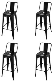 vidaXL Bancos de bar 4 pcs aço preto