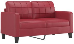 Sofá 2 lugares +almofadas 140cm couro artificial vermelho tinto
