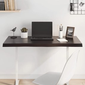 vidaXL Tampo de mesa com bordas vivas maciço tratado castanho-escuro