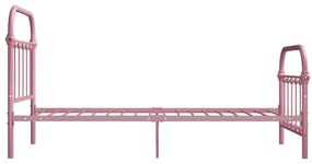 Estrutura de cama 100x200 cm metal rosa