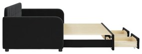 Sofá-cama com gavetão e gavetas 90x200 cm veludo preto