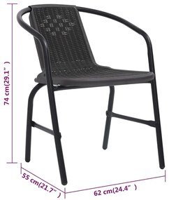 Cadeiras de jardim 6 pcs vime plástico e aço 110 kg