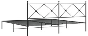 Estrutura de cama com cabeceira 200x200 cm metal preto