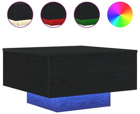 Mesa de Centro vidaXL com Luzes LED Carvalho Preto 55x55x31 cm