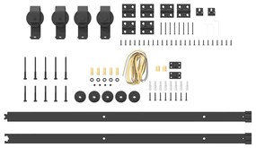 Kit de ferragens para porta deslizante 200 cm aço preto