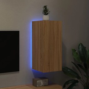 Móvel de parede p/ TV c/ luzes LED 30,5x35x70cm carvalho sonoma