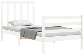 Cama sem colchão 90x200 cm madeira de pinho maciça branco