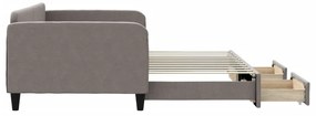 Sofá-cama c/ gavetão/gavetas 100x200cm tecido cinza-acastanhado