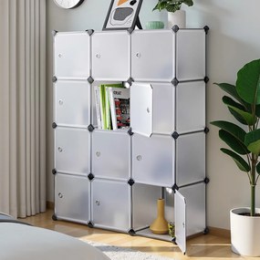 Armario de arrumação conjunto de 12 cubos 93 x 31 x 123 cm branco
